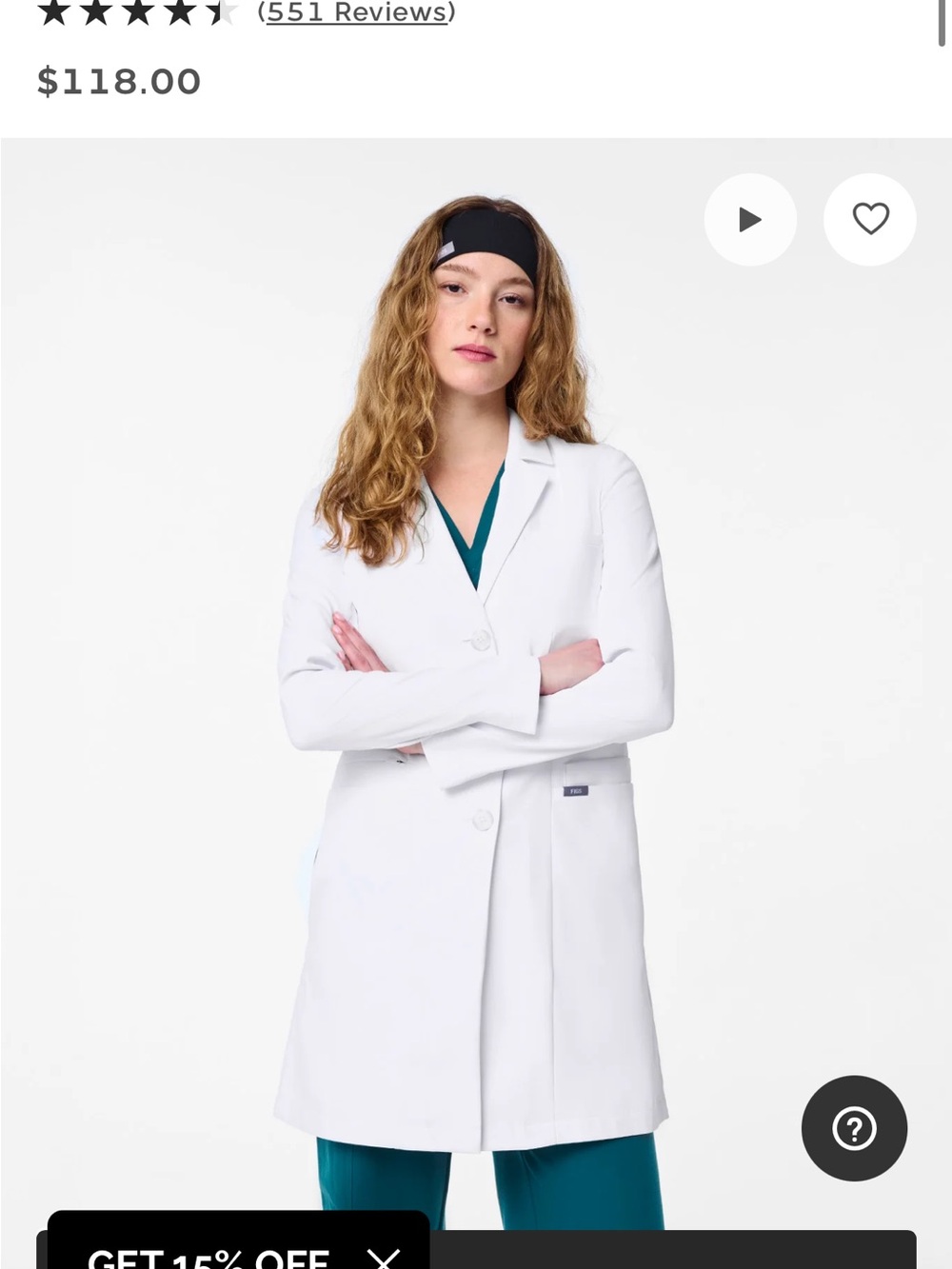Figs Women's White Jacket Lab Coat